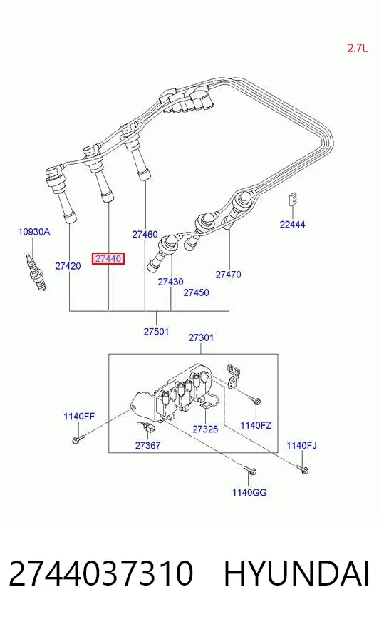 Високовольтні дроти 2744037310 Hyundai/Kia