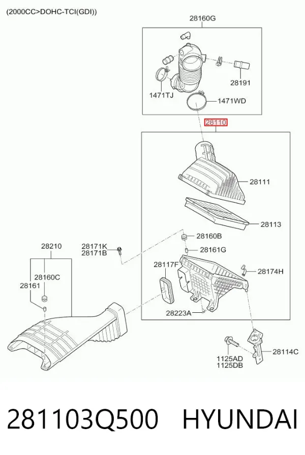 Корпус фільтра 281103Q500 Hyundai/Kia