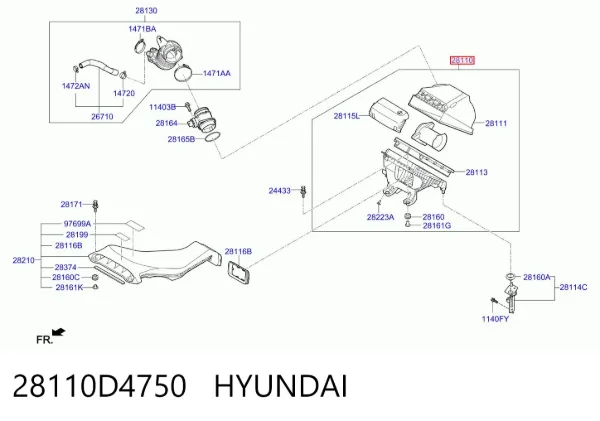 Корпус фільтра 28110D4750 Hyundai/Kia