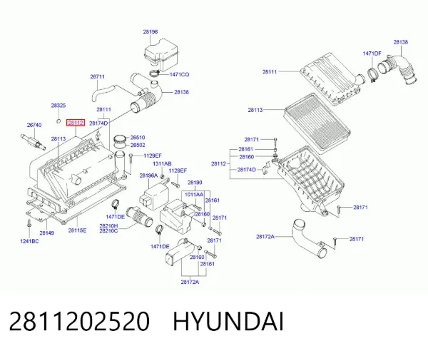 Корпус повітряного фільтра, нижня частина 2811202520 Hyundai/Kia
