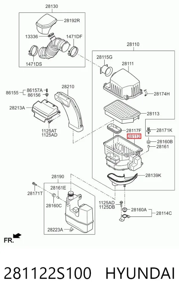 Корпус повітряного фільтра, нижня частина 281122S100 Hyundai/Kia