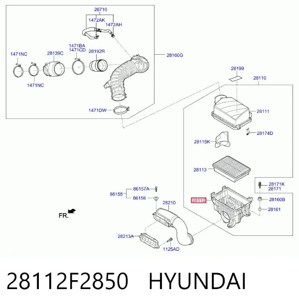 Корпус повітряного фільтра, нижня частина 28112F2850 Hyundai/Kia