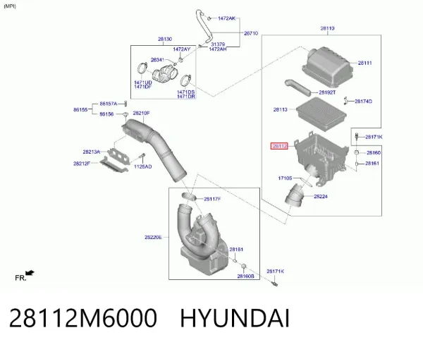 Корпус повітряного фільтра, нижня частина 28112M6000 Hyundai/Kia