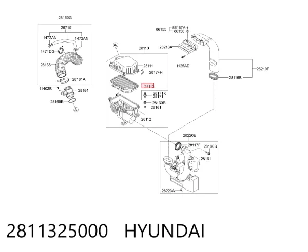 Повітряний фільтр 2811325000 Hyundai/Kia