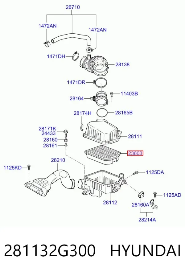 Повітряний фільтр 281132G300 Hyundai/Kia