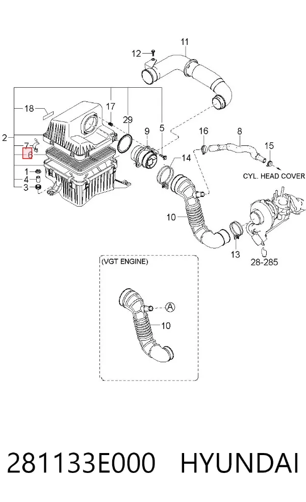 Повітряний фільтр 281133E000 Hyundai/Kia