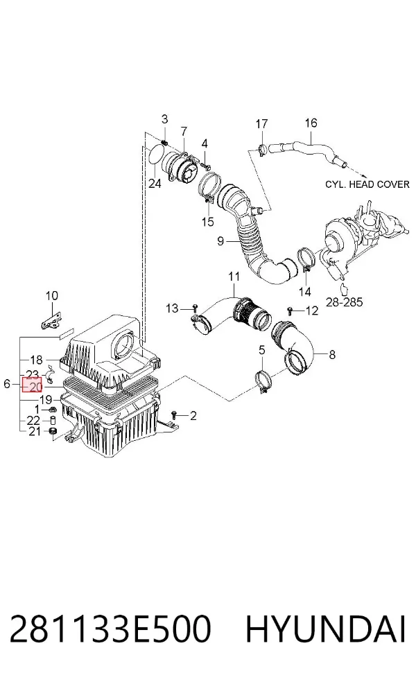 Повітряний фільтр 281133E500 Hyundai/Kia