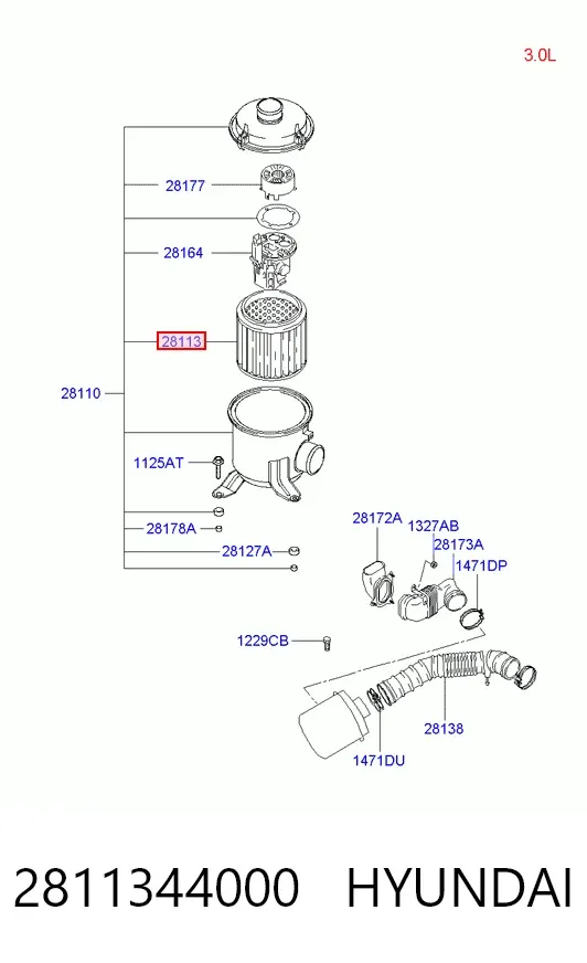 Повітряний фільтр 2811344000 Hyundai/Kia
