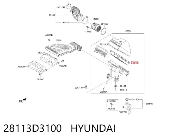 Повітряний фільтр 28113D3100 Hyundai/Kia