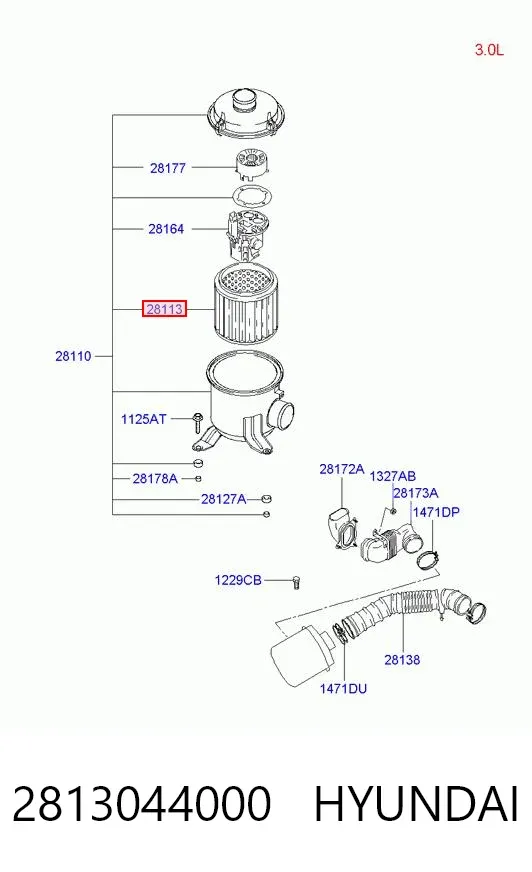 Повітряний фільтр 2813044000 Hyundai/Kia