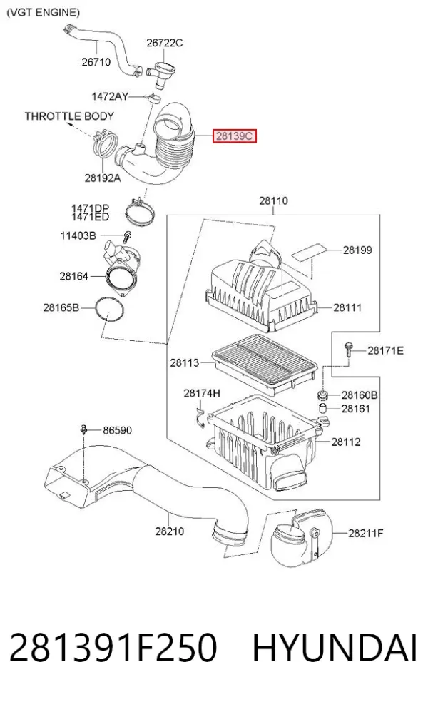  281391F250 Hyundai/Kia