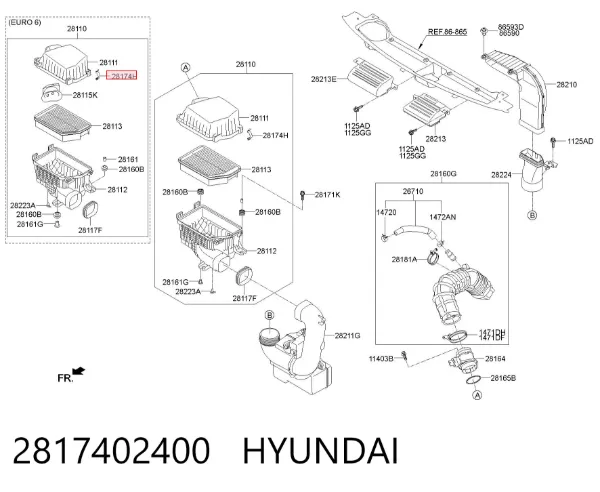 Клямка (скоба) корпусу повітряного фільтра 2817402400 Hyundai/Kia