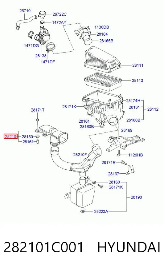 Повітрозабірник повітряного фільтра Hyundai Getz 