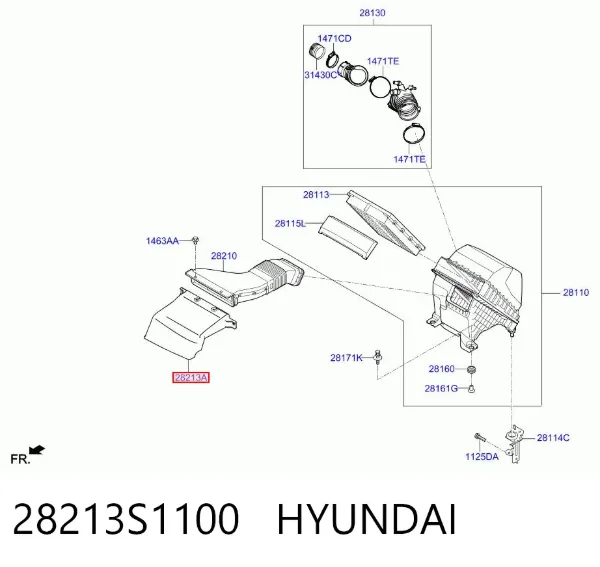 Повітрозабірник повітряного фільтра 28213S1100 Hyundai/Kia