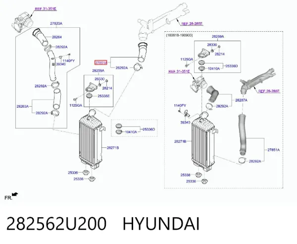 Шланг/патрубок интеркуллера 282562U200 Hyundai/Kia