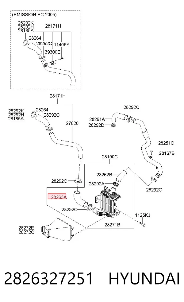Шланг/патрубок интеркуллера 2826327251 Hyundai/Kia