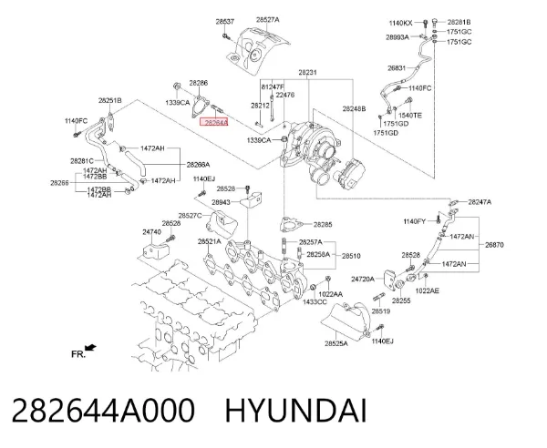 Болт (шпилька) кріплення турбіни 282644A000 Hyundai/Kia