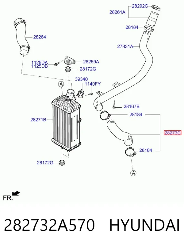 Шланг/патрубок интеркуллера 282732A570 Hyundai/Kia