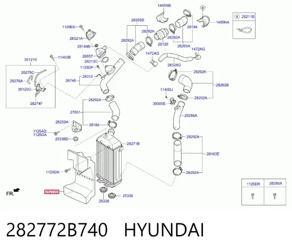 Повітропровід радіатора 282772B740 Hyundai/Kia
