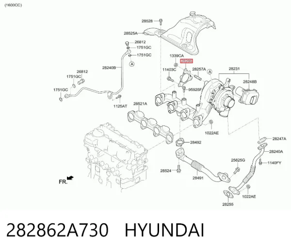 Прокладка турбіни вихлопних газів, випуск 282862A730 Hyundai/Kia