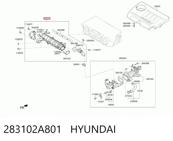 Впускний колектор 283102A801 Hyundai/Kia