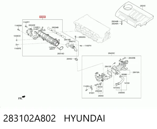 Впускний колектор 283102A802 Hyundai/Kia