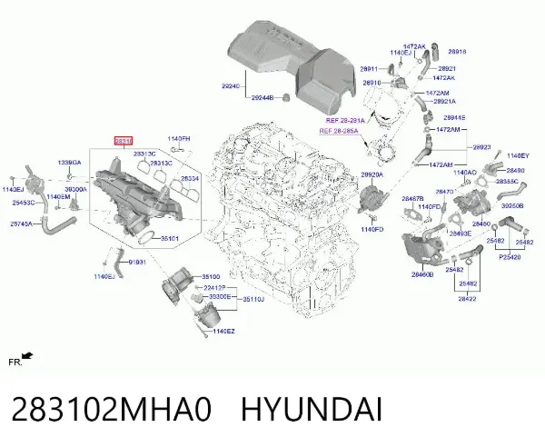 Впускний колектор 283102MHA0 Hyundai/Kia