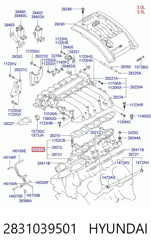 Впускний колектор 2831039501 Hyundai/Kia