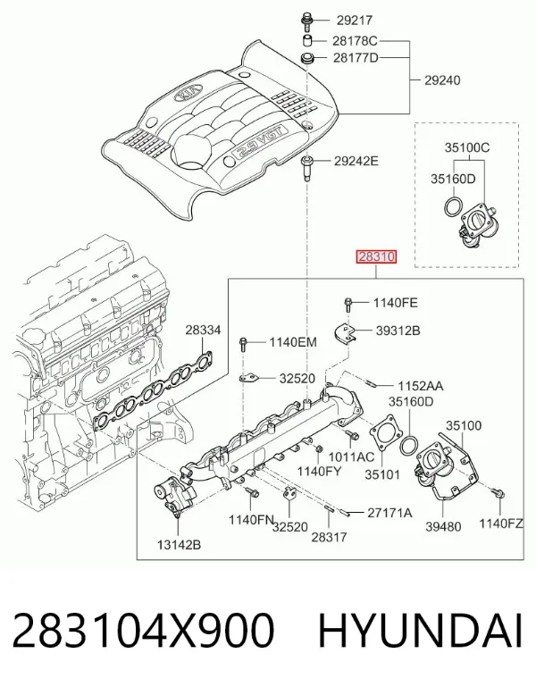 Впускний колектор 283104X900 Hyundai/Kia