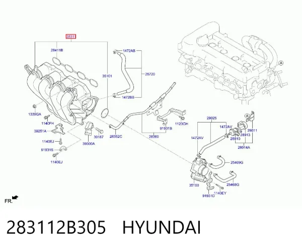 Впускний колектор 283112B305 Hyundai/Kia
