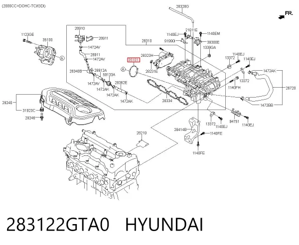 Прокладка дросельної заслінки 283122GTA0 Hyundai/Kia