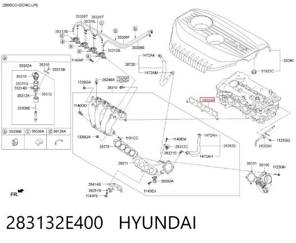 Прокладка впускного колектора 283132E400 Hyundai/Kia