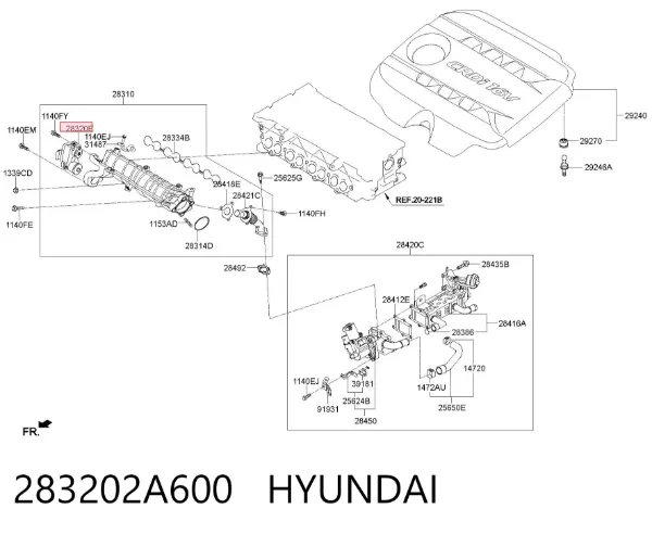 Клапан (актуатор) приводу заслінок впускного колектора 283202A600 Hyundai/Kia