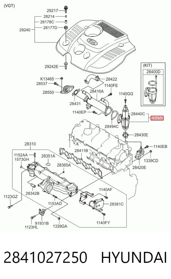 Клапан ЄГР 2841027250 Hyundai/Kia