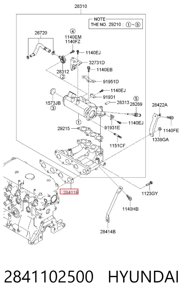 Прокладка впускного колектора 2841102500 Hyundai/Kia