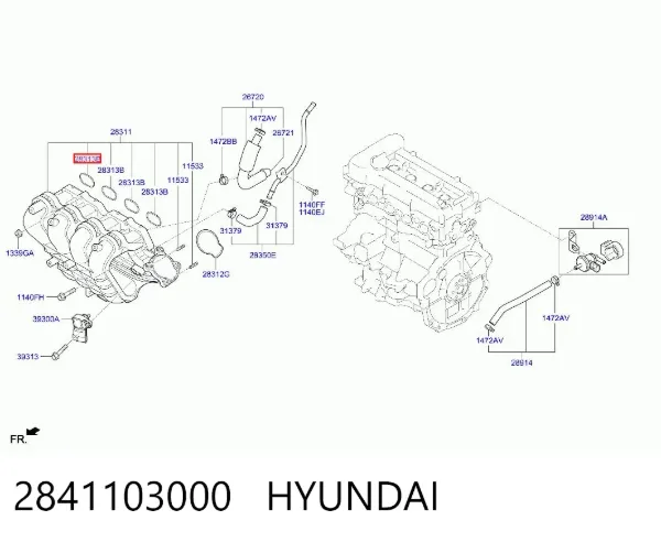 Прокладка впускного колектора 2841103000 Hyundai/Kia