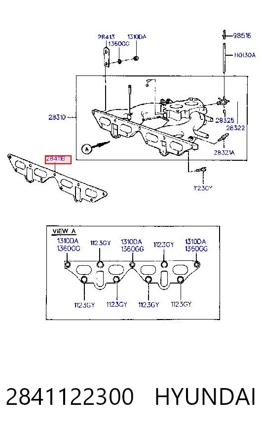 Прокладка впускного колектора 2841122300 Hyundai/Kia