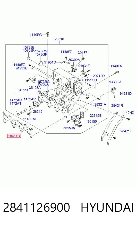 Прокладка впускного колектора 2841126900 Hyundai/Kia