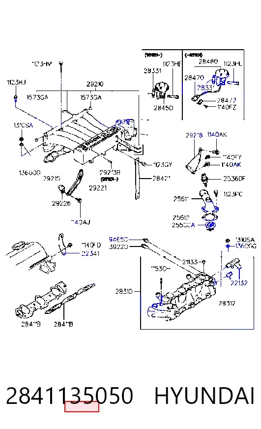 Прокладка впускного колектора, нижня 2841135050 Hyundai/Kia