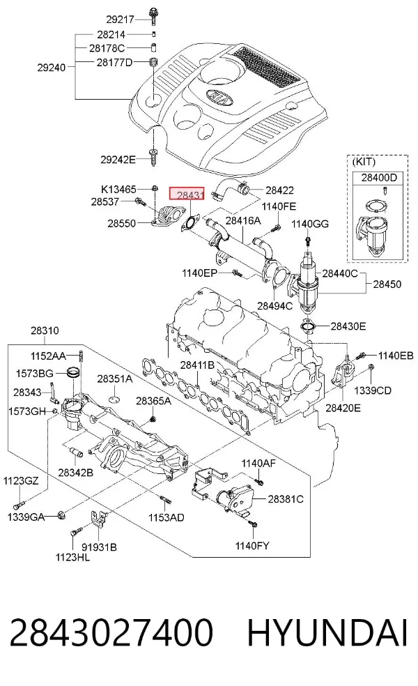 Прокладка впускного колектора 2843027400 Hyundai/Kia