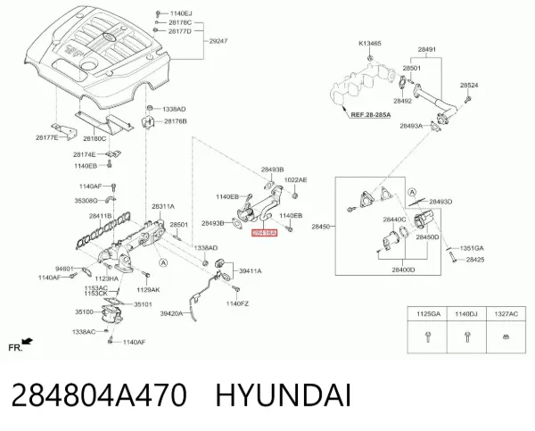 Радіатор системи EGR рециркуляції вихлопних газів 284804A470 Hyundai/Kia