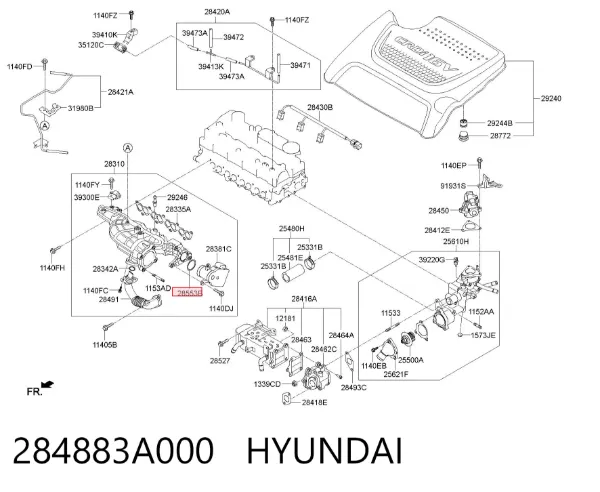 Прокладка EGR-клапана рециркуляції 284883A000 Hyundai/Kia