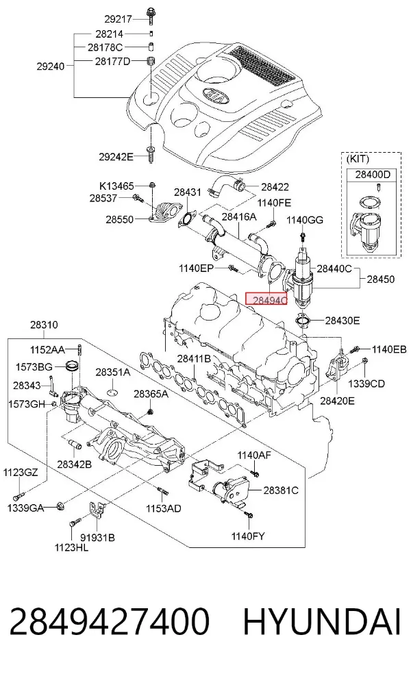 Прокладка EGR-клапана рециркуляції 2849427400 Hyundai/Kia