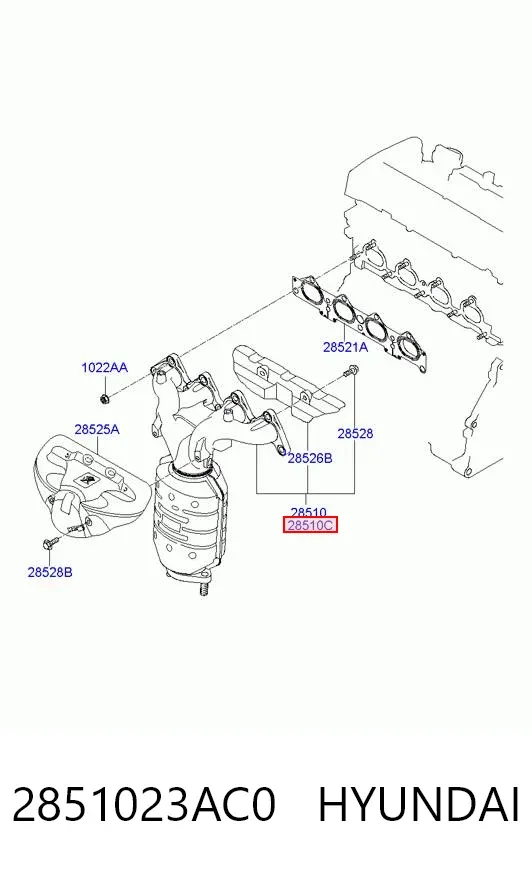 Випускний колектор 2851023AC0 Hyundai/Kia