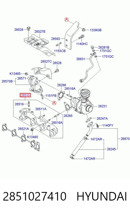 Випускний колектор 2851027410 Hyundai/Kia