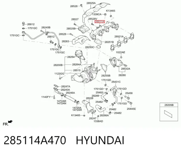 Випускний колектор 285114A470 Hyundai/Kia
