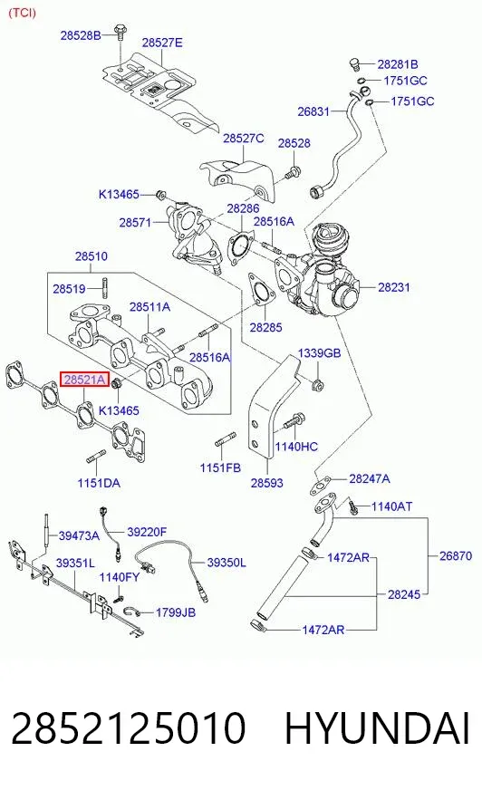 Прокладка колектора 2852125010 Hyundai/Kia