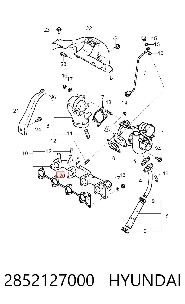 Прокладка колектора 2852127000 Hyundai/Kia