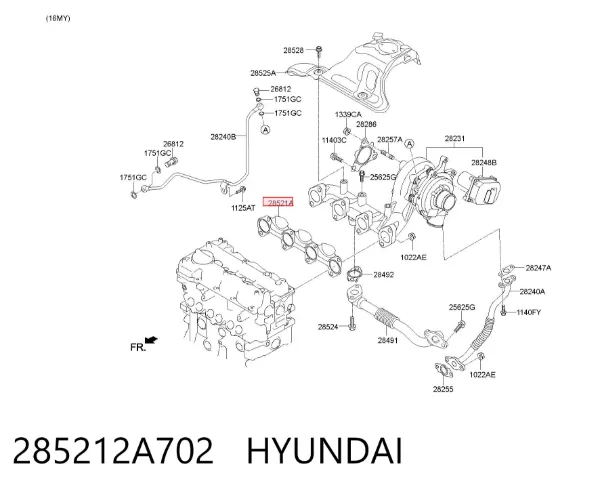 Прокладка колектора 285212A702 Hyundai/Kia