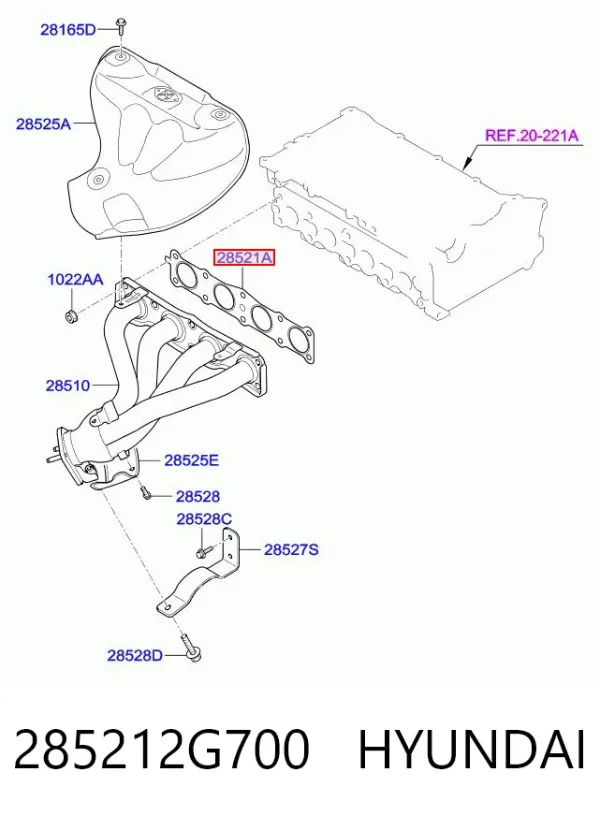 Прокладка колектора 285212G700 Hyundai/Kia